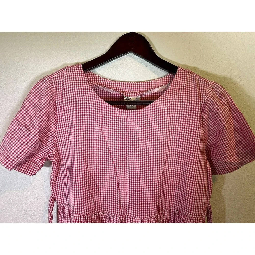 Prairie Costume Dress Red Gingham Farm Girl Dorothy Farm Theater Wardrobe Cotton - Picture 8 of 15